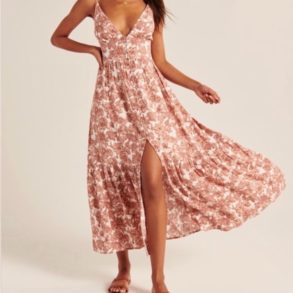 Abercrombie & Fitch Floral Maxi Dress in Pink and White